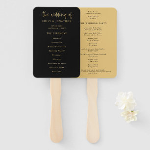 Classic Black and Gold Script Weddenprogramma Handwaaier