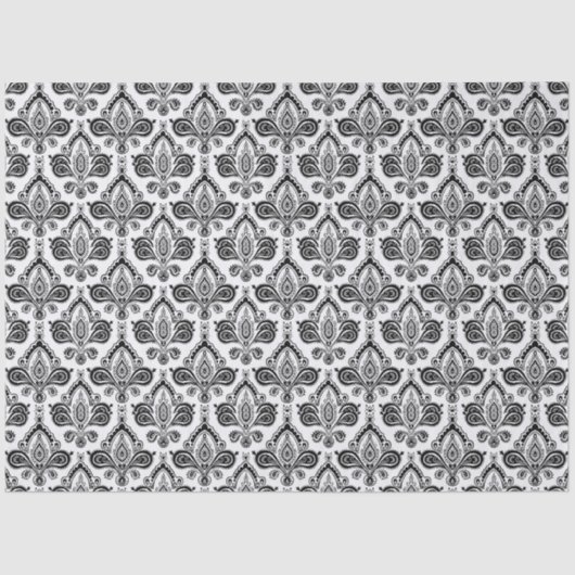 Classic Black and White Damask Textile Pattern Tissuepapier (Voorkant)