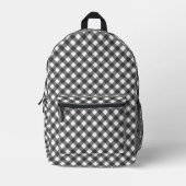 Classic Black And White Diagonal Gingham Plaid Bedrukte Rugzak (Voorkant)
