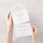 Classic Black and White Elegant Wedding All In One Uitnodiging (Afscheurbaar)