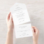 Classic Black and White Elegant Wedding All In One Uitnodiging (Uittrekbaar)
