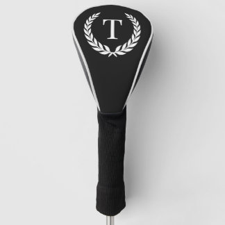 Classic Black and White Initial Laurel Monogram Golfheadcover