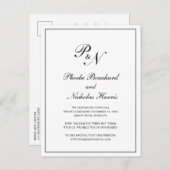 Classic Black and White Monogram Weddenschap Elope Aankondigingskaart (Voorkant / Achterkant)