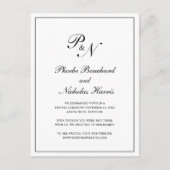 Classic Black and White Monogram Weddenschap Elope Aankondigingskaart (Voorkant)