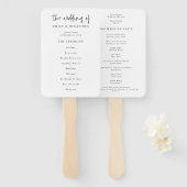 Classic Black and White Script Wedding Program Handwaaier (Voorkant en achterkant)