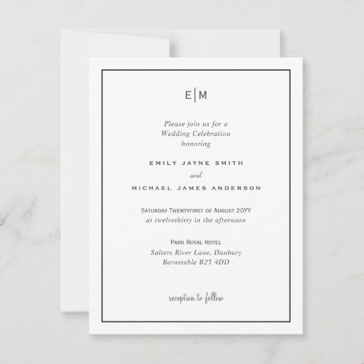 Classic Black and White Wedding Invitations (Voorkant)