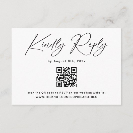 Classic Black and White Wedding RSVP Informatiekaartje (Voorkant)