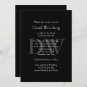 Classic Black Bar Mitzvah Invitation (Devant / Derrière)