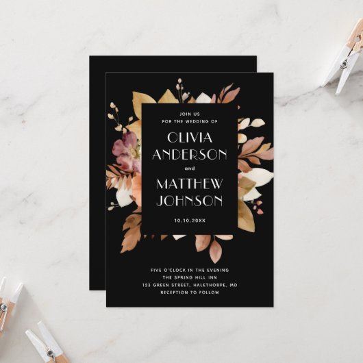 Classic Black & Blush Wedding Invitation (Devant/Arrière en situation)