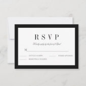 Classic Black Border Bruiloft RSVP Reactie Kaart (Voorkant)