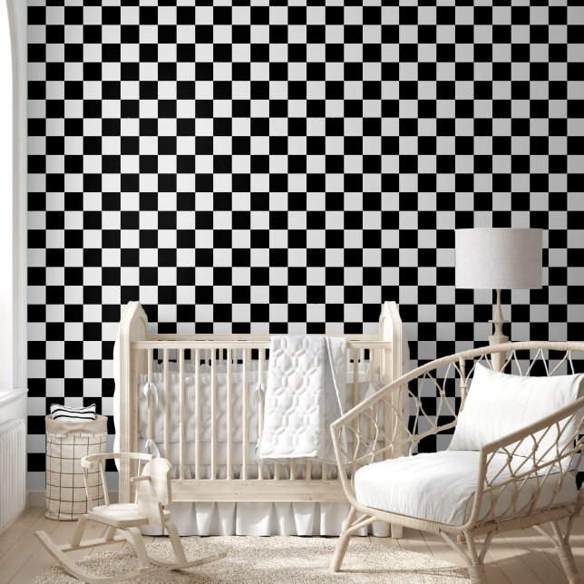 Classic black checkerboard behang (Kinderen)
