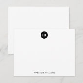 Classic Black Cirkel Border Monogram Notitiekaartje (Voorkant / Achterkant)