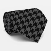 Classic Black en Dark Grey Houndstooth Check Strop Stropdas (Opgerold)