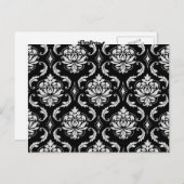 Classic Black en White Floral Damask Pattern Briefkaart (Voorkant / Achterkant)