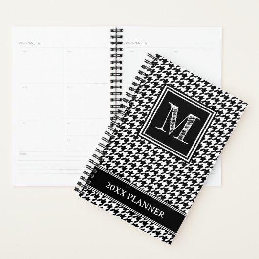 Classic Black en White Houndstooth Monogram Planner (Display)