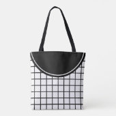 Classic Black en White Lattice Stripe Monogram Draagtas (Achterkant)
