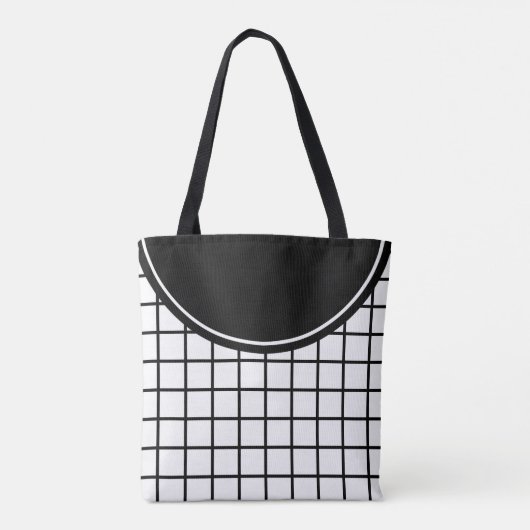 Classic Black en White Lattice Stripe Monogram Draagtas (Achterkant)