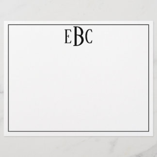 Classic Black en White Modern Monogram Notitieblok Briefhoofd