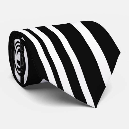 Classic Black en White Pattern Stripes Stropdas (Opgerold)