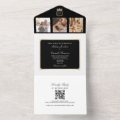 Classic Black en White Photo Wedding All In One Uitnodiging (Binnen)