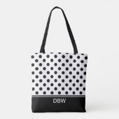 Classic Black en White Polka Dot Monogram Draagtas (Achterkant)