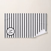 Classic Black en White Stripe Monogram Bad Handdoek (Handdoek)