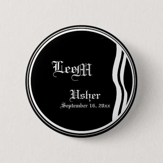 Classic Black en White Usher Button (Voorkant)