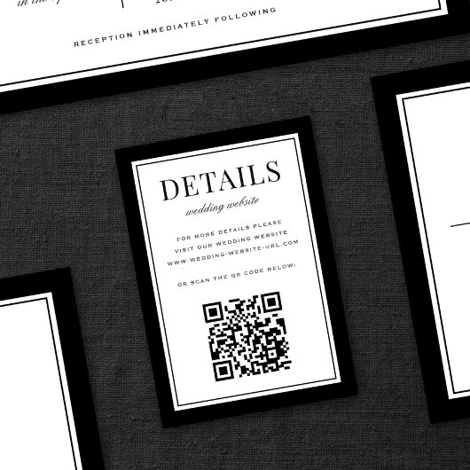 Classic Black Frame Wedding Details QR Code Informatiekaartje