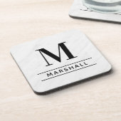 Classic Black Gepersonaliseerd Initiaal monogram f Bier Onderzetter (Linkerzijde)