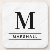 Classic Black Gepersonaliseerd Initiaal monogram f Bier Onderzetter (Voorkant)