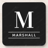 Classic Black Gepersonaliseerd Initiaal monogram f Bier Onderzetter (Voorkant)