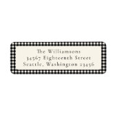 Classic Black Gingham Plaid Aangepast retouradres Etiket (Voorkant)
