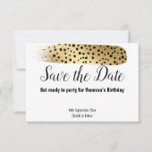 CLASSIC BLACK GOLD ANIMAAL PRINT SAVE DE DATUM RSVP KAARTJE (Voorkant)
