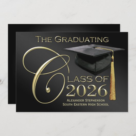 Classic Black & Gold Faire-part 2025 (Devant / Derrière)