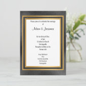 CLASSIC BLACK GOLD LAYER EMBOSSED WEDING KAART (Staand voorkant)