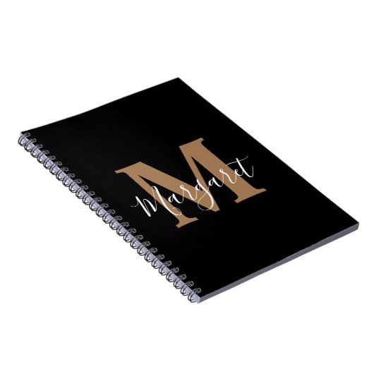 Classic Black Gold Monogram scriptnaam Notitieboek (Rechterzijde)
