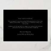 Classic Black Gold Photo Faire-part de graduation (Verso)