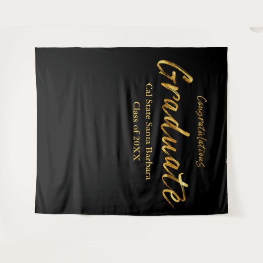 Classic Black Gold Script-felicitaties Afstuderen Wandkleed (Voorkant (horizontaal))