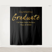 Classic Black Gold Script-felicitaties Afstuderen Wandkleed (Voorkant)