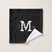 Classic Black Gold Trendy Nom du monogramme (Gant de toilette)