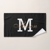 Classic Black Gold Trendy Nom du monogramme (Serviette à main)