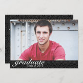 Classic Black Graduation Faire-part - Invitation (Devant / Derrière)