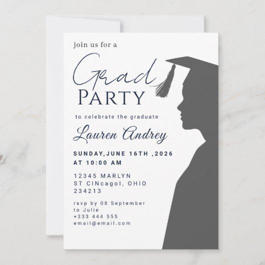 Classic Black Graduation Invitation (Devant)