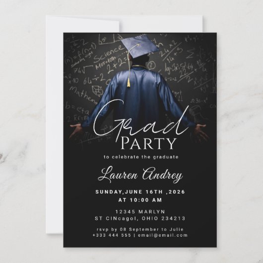 Classic Black Graduation Invitation (Devant)