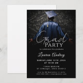 Classic Black Graduation Invitation (Devant / Derrière)