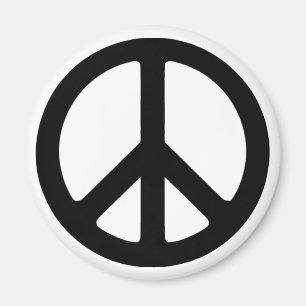 Classic Black Groovy Peace Symbol Magneet