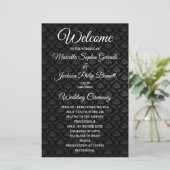 Classic Black Pattern Wedding Program (Staand voorkant)