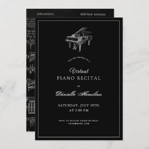 Classic Black Piano Virtual Overweging Uitnodiging