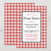 Classic Black Red White Gingham Pizza Party Kaart (Voorkant / Achterkant)