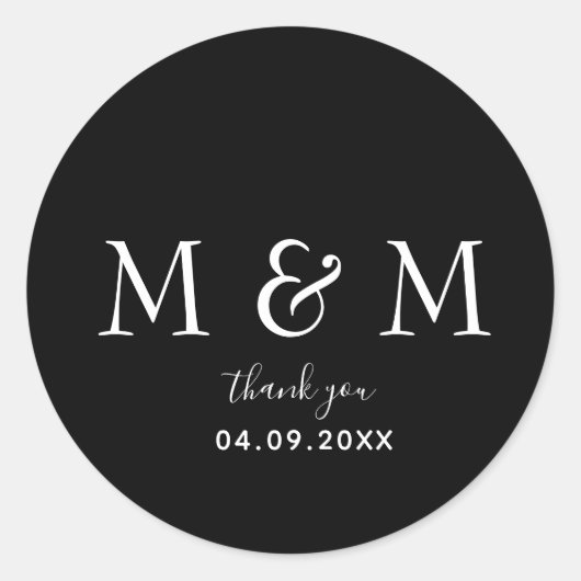 Classic Black Round Sticker (Voorkant)